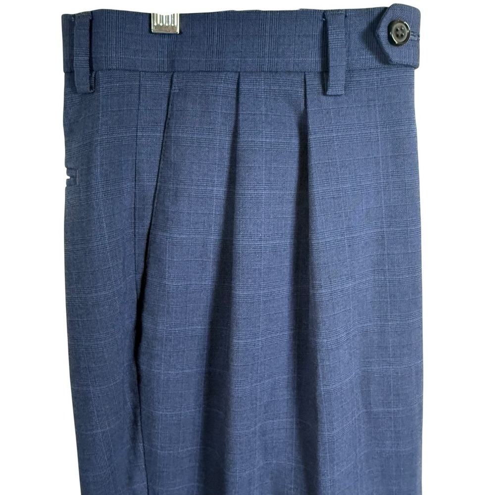 Ralph Lauren Black Label Men 34x32 Navy Windowpane Polyester Blend Dress Pants